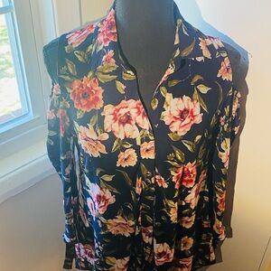 Floral Sheer Cold Shoulder Women's Top
